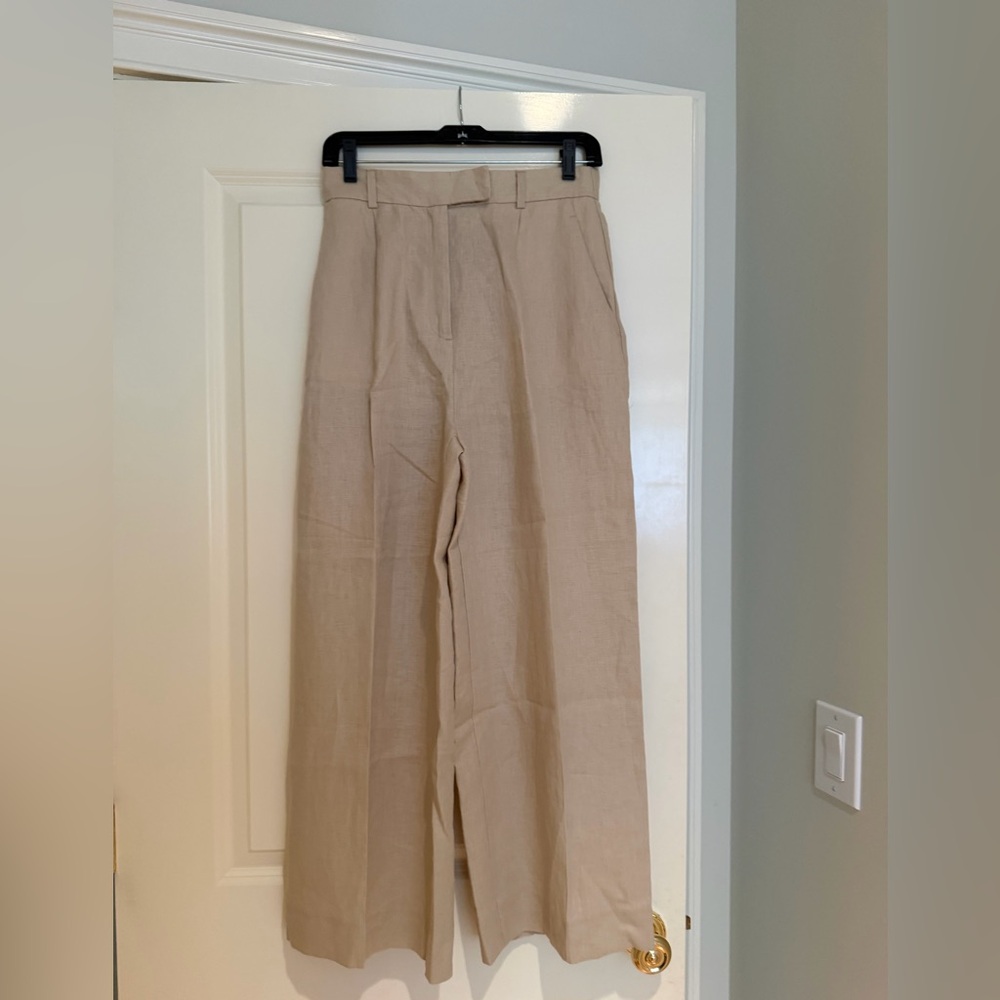 Zara Wide-Leg Pants in Light Beige